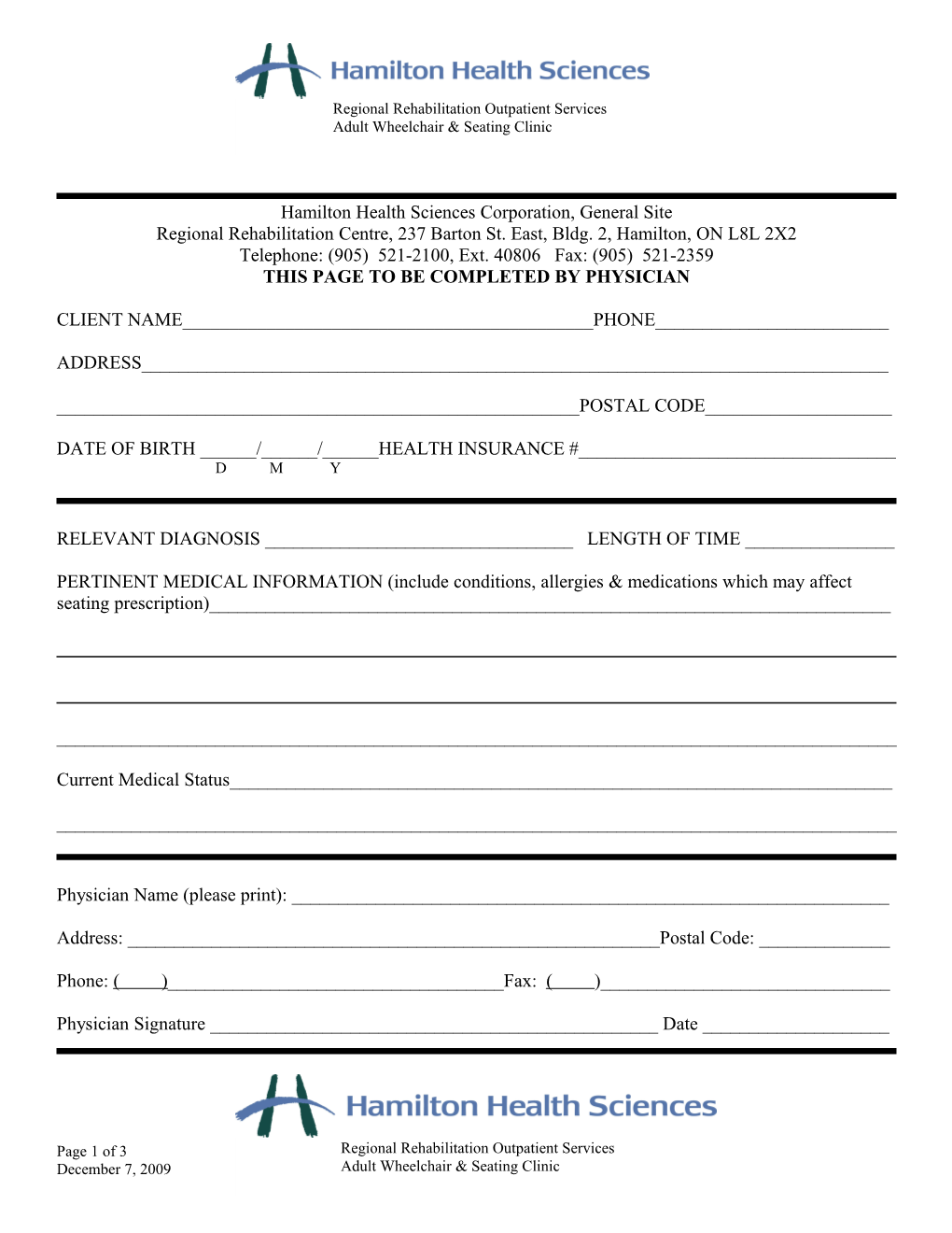 Adult Seating Clinic Referral Form