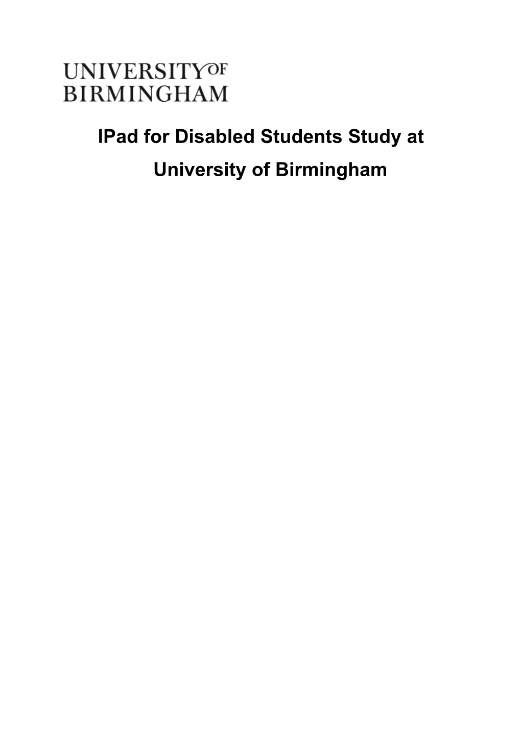Ipad for Disabled Students Study at University of Birmingham