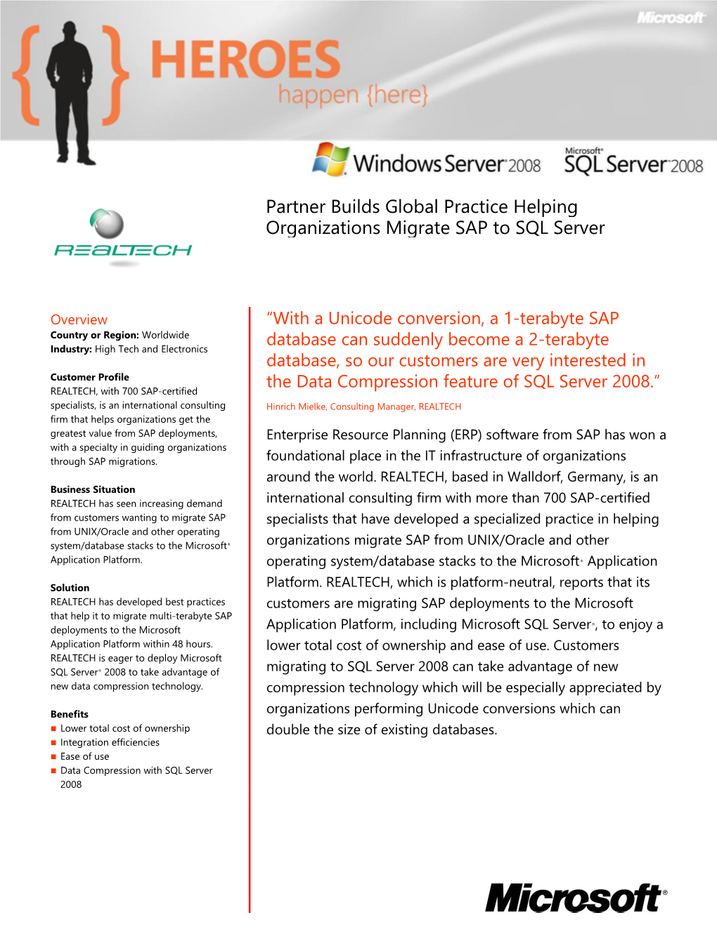 Partner Builds Global Practice Helping Organizations Migrate SAP to SQL Server