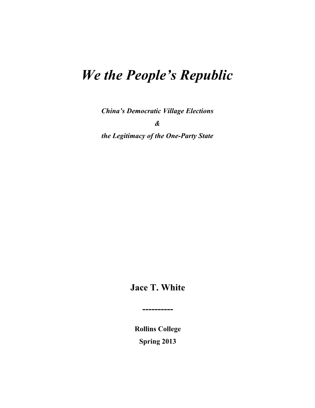 We the People S Republic