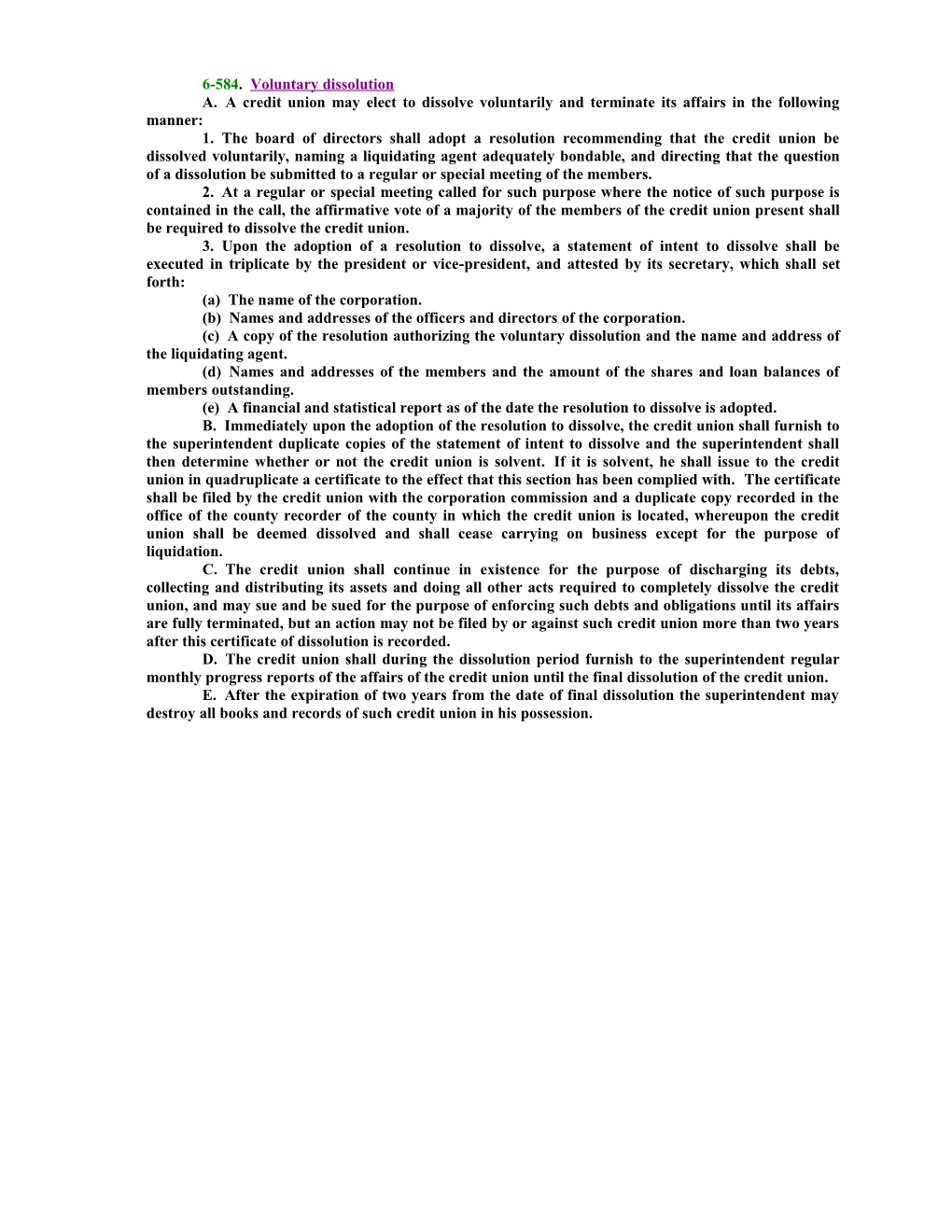 START STATUTE6-584.Voluntary Dissolution