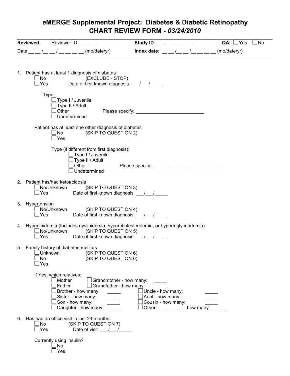 Emerge Supplemental Project: Diabetes & Diabetic Retinopathy