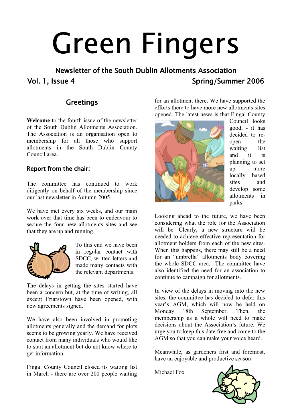 Newsletter of the South Dublin Allotments Association