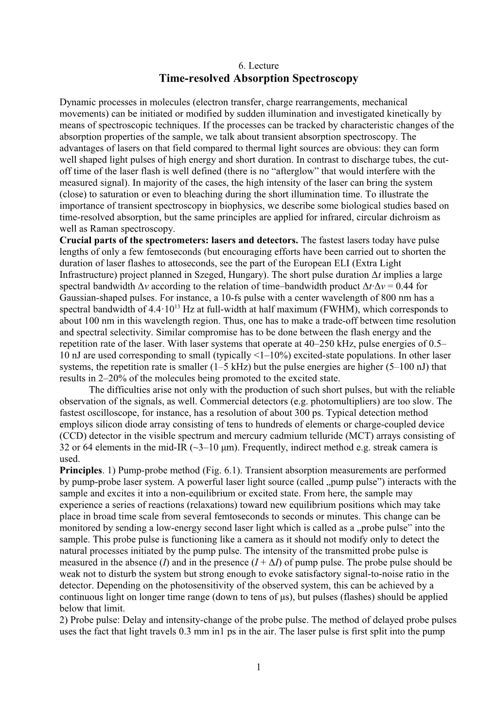 Time-Resolvedabsorption Spectroscopy