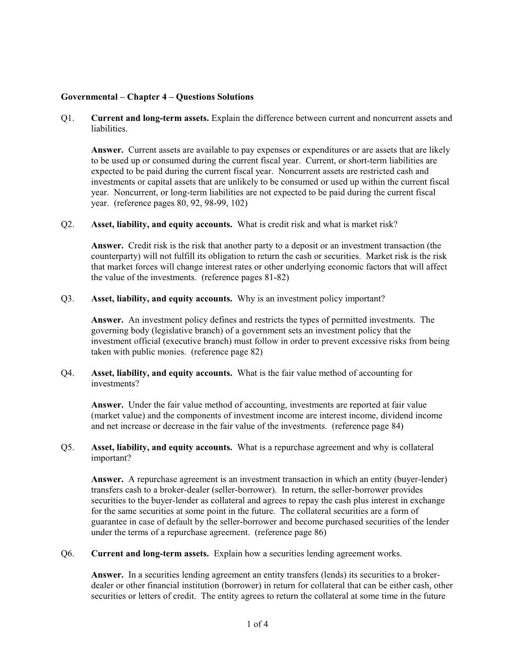 Governmental Chapter 4 Questions Solutions