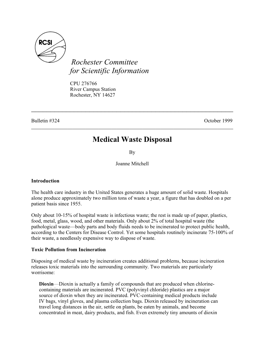 Medical Waste Disposal