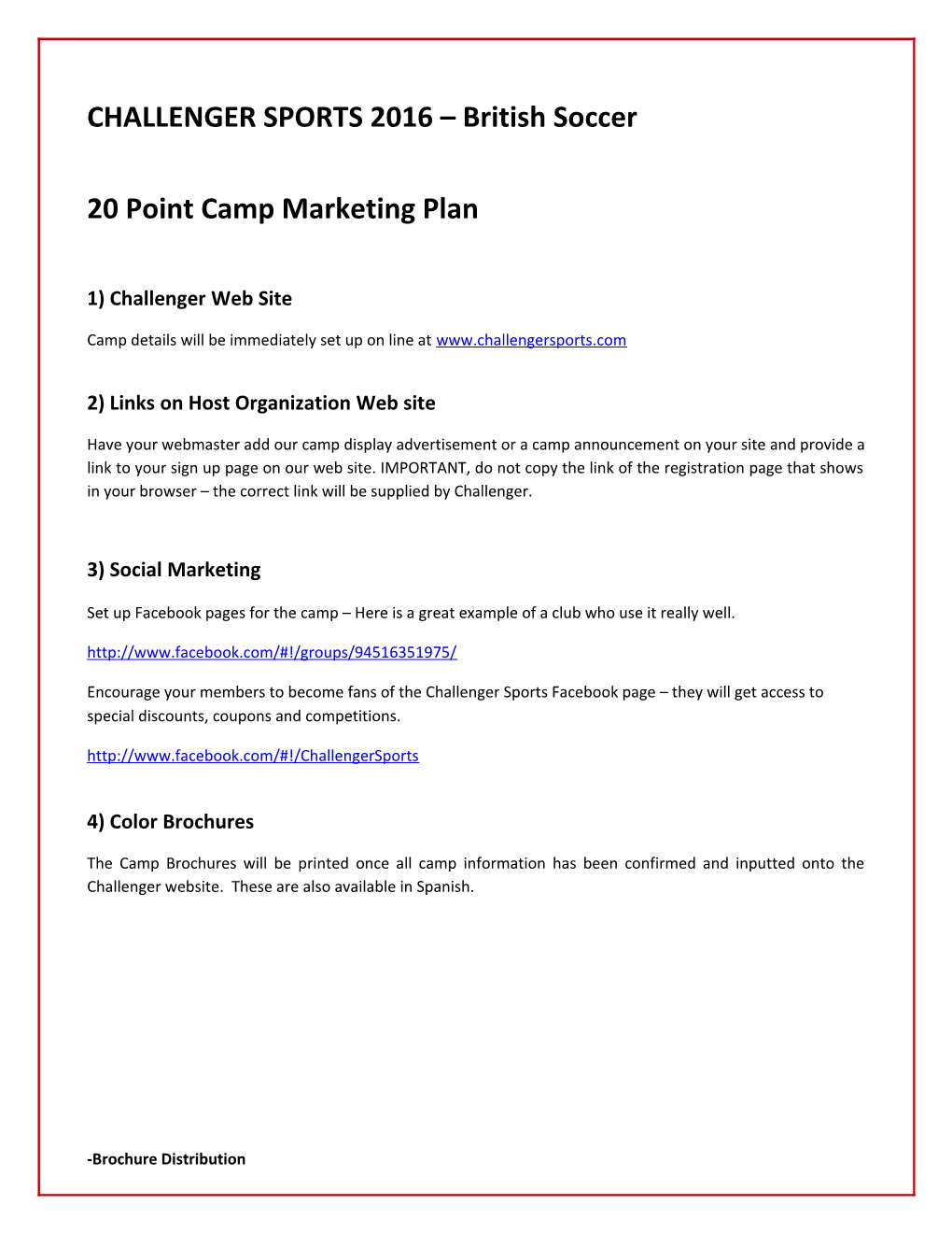 20 Point Camp Marketing Plan