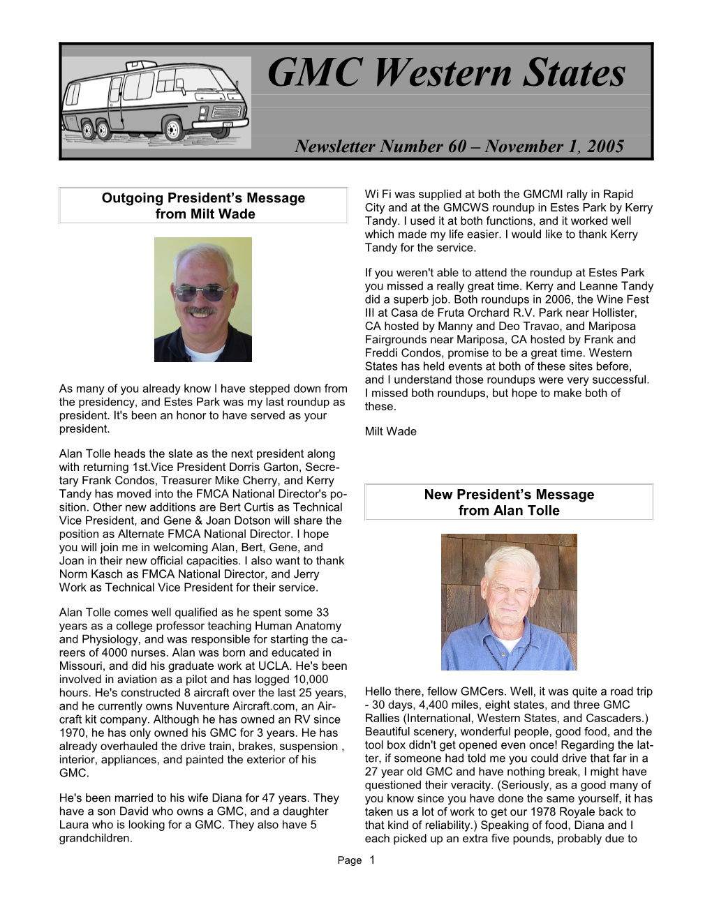 GMC Western States - Newsletter Number 60 November 1, 2005