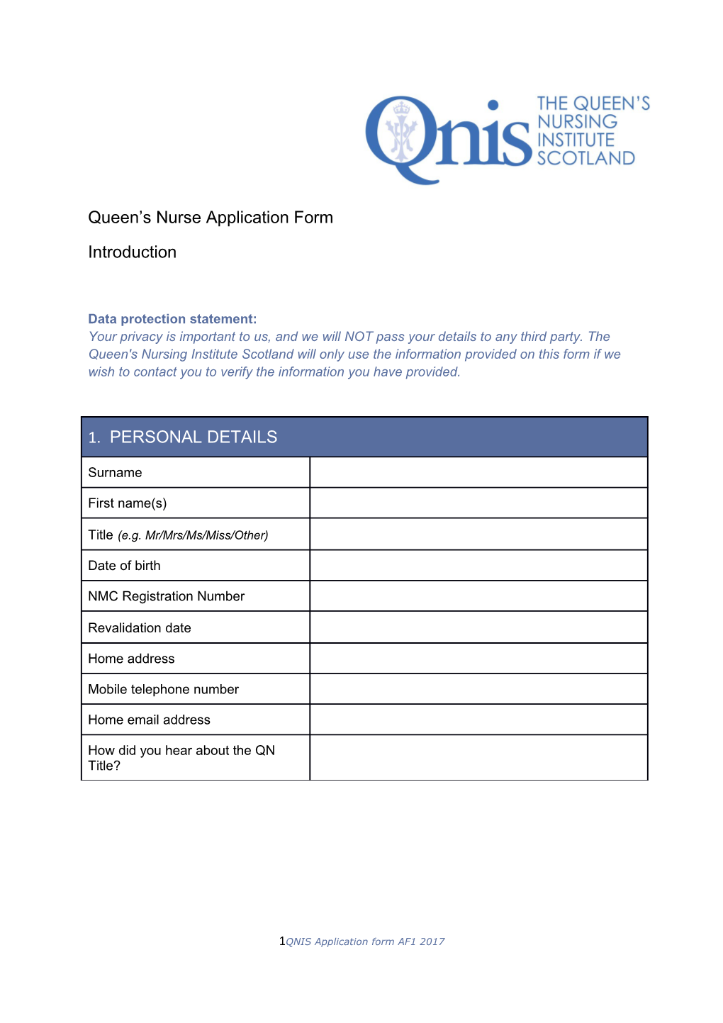 Queen S Nurse Application Form