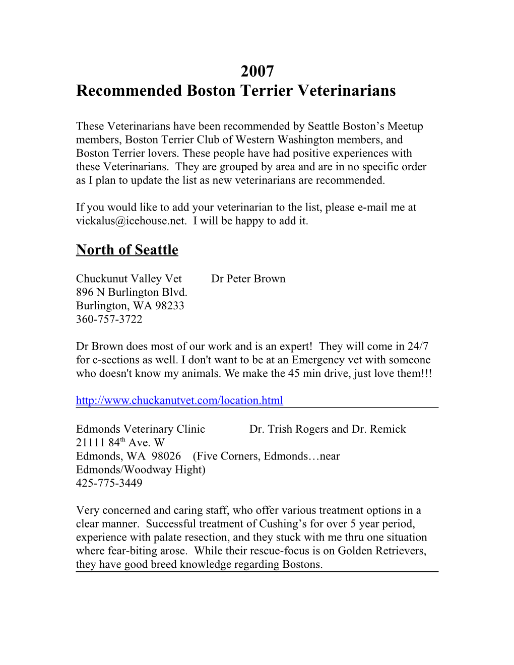 Recommended Boston Terrier Veterinarians