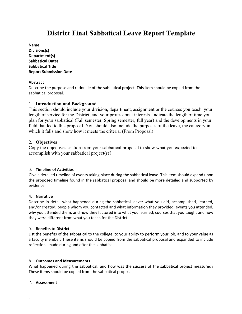 Districtfinal Sabbatical Leave Report Template