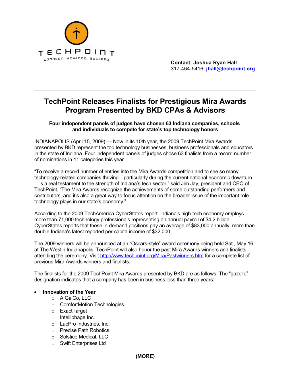 2009 Techpoint Mira Awards Finalists