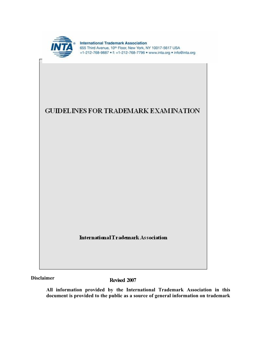 INTA Guidelines for Trademark Examination