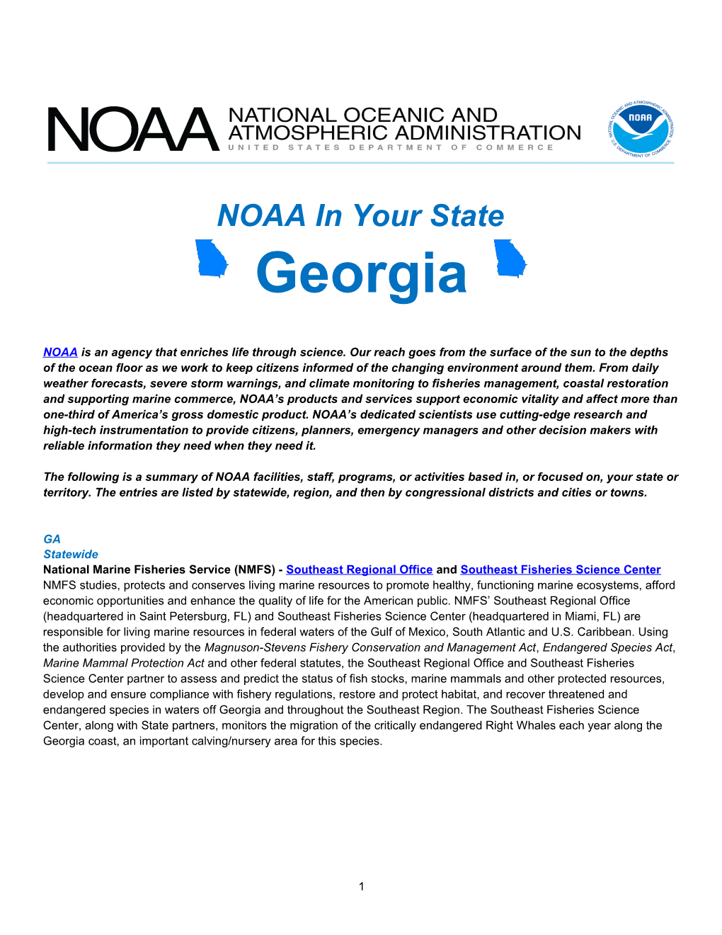 NOAA in Your State - Georgia