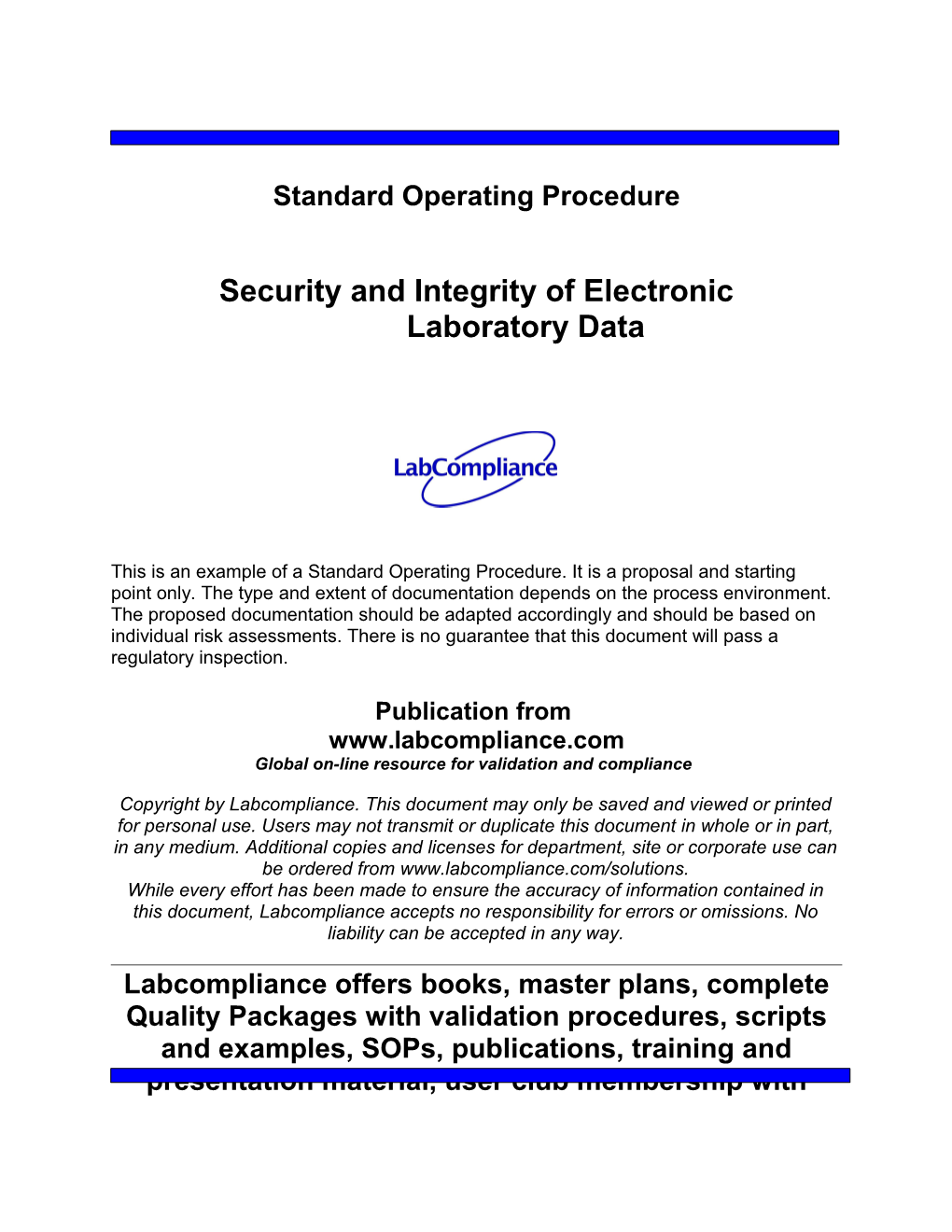 Security and Integrity of Electronic Laboratory Data