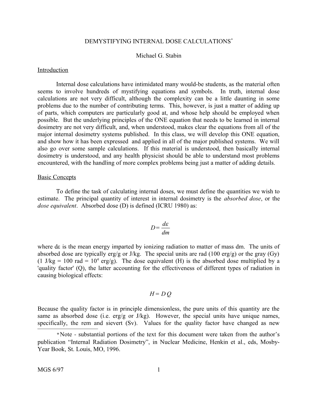 Demystifying Internal Dose Calculations *