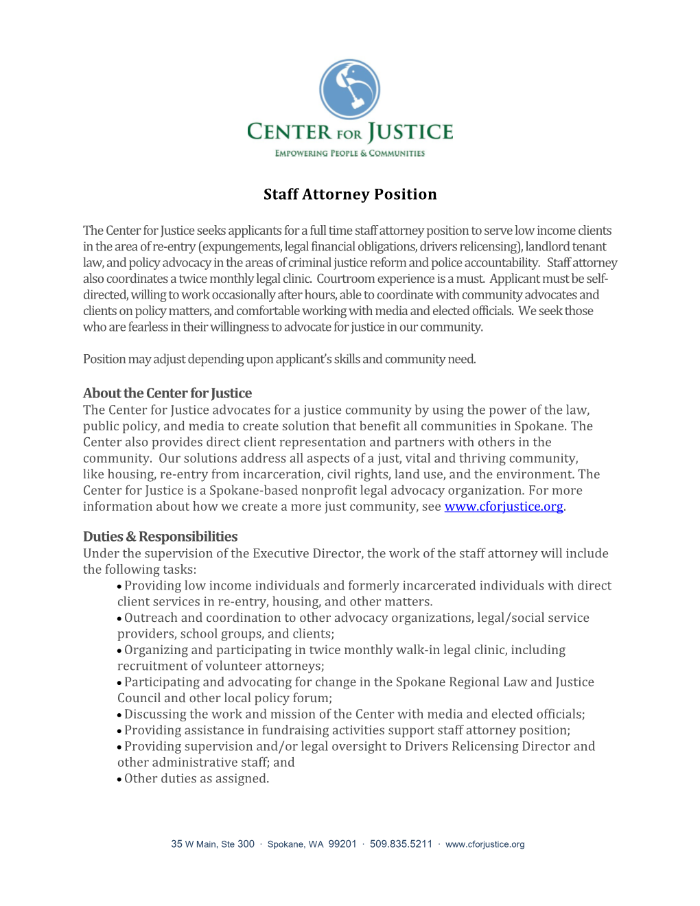 Staff Attorney Position