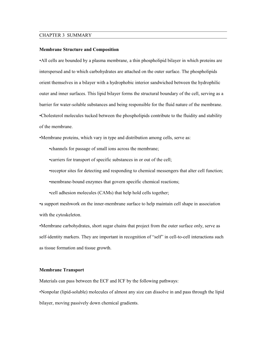 Membrane Structure and Composition