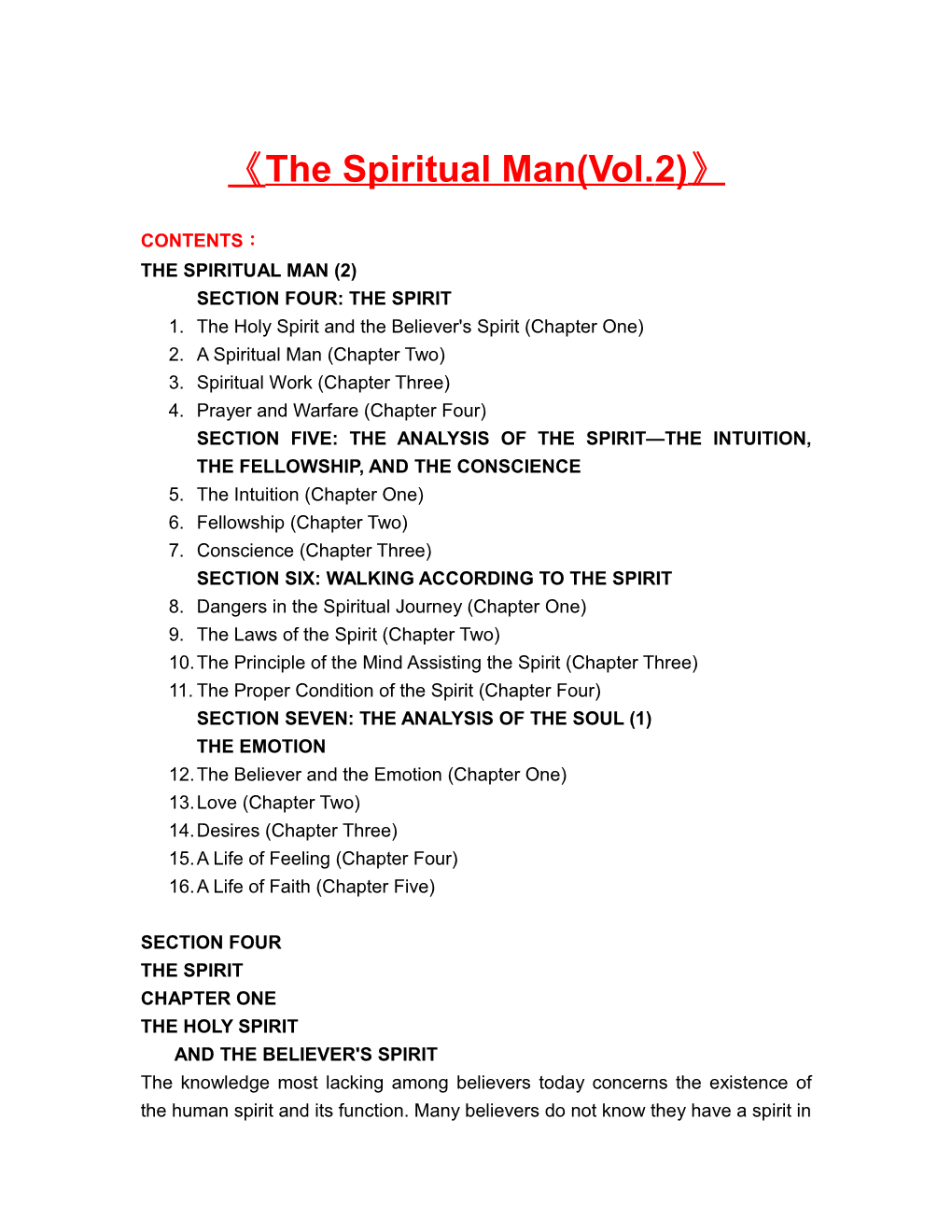 The Spiritual Man(Vol.2)