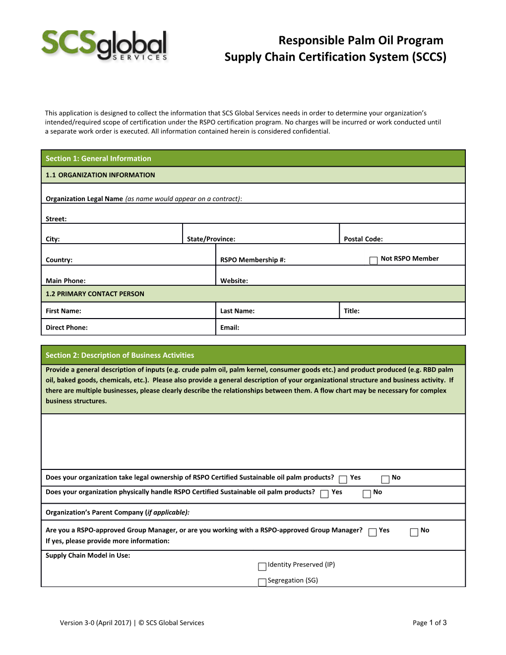 Supply Chain Certification System (SCCS)