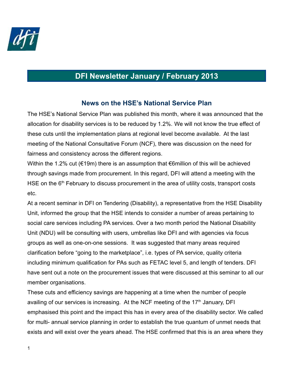 News on the HSE S National Service Plan