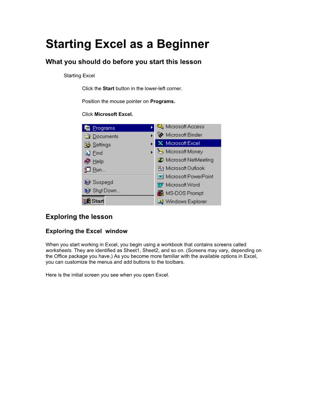 Starting Excel As a Beginner