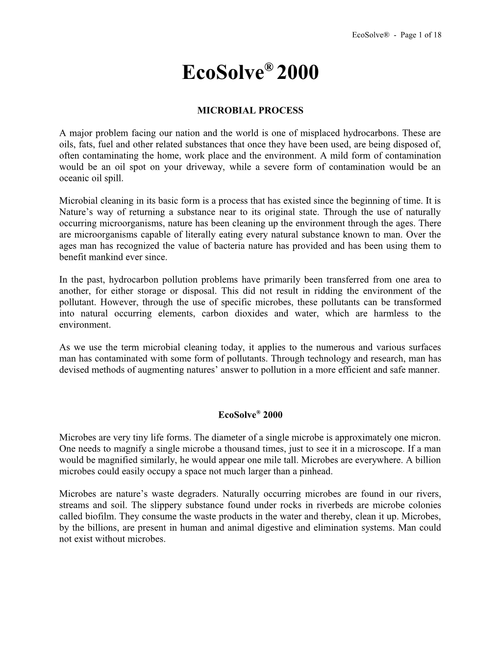 Ecosolve - Page 1 of 18
