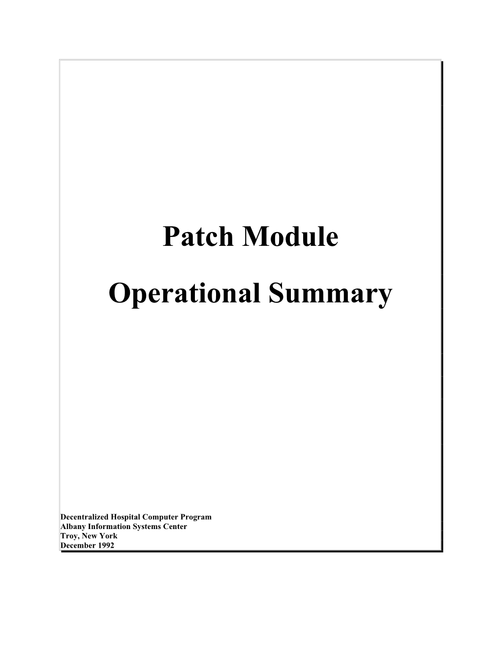 Patch Module Outputs