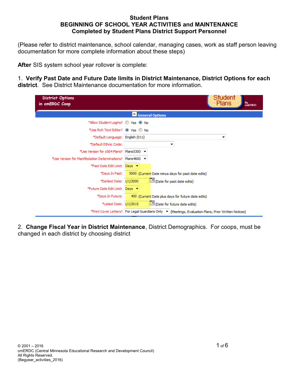 SIS System School Year Rollover