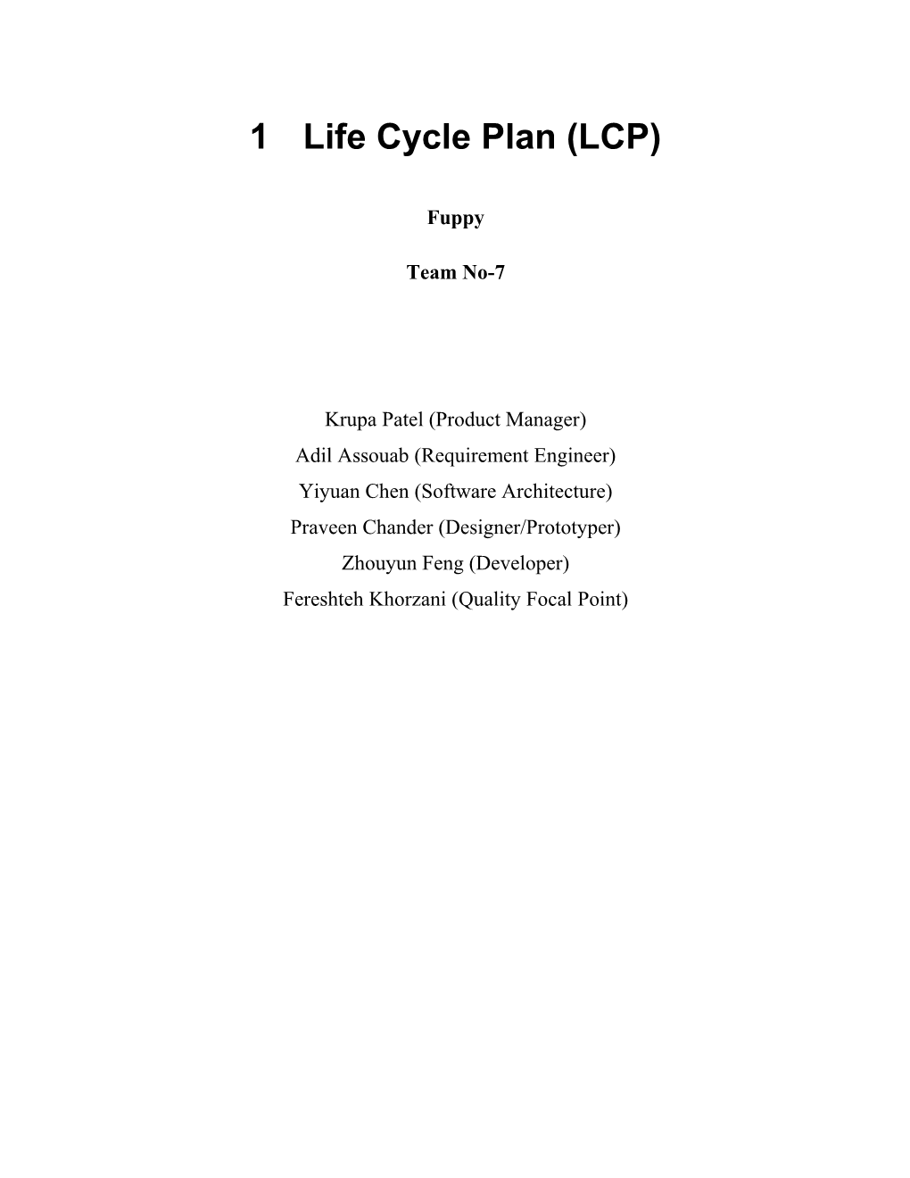 Life Cycle Plan (LCP) Template Version 1.2