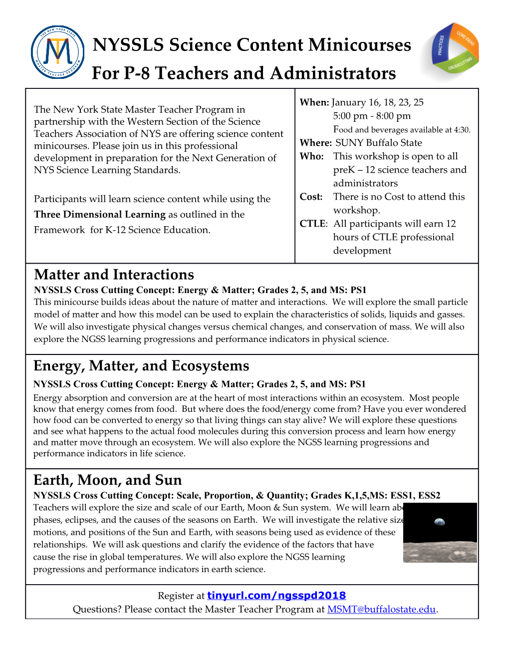 NYSSLS Science Content Minicourses