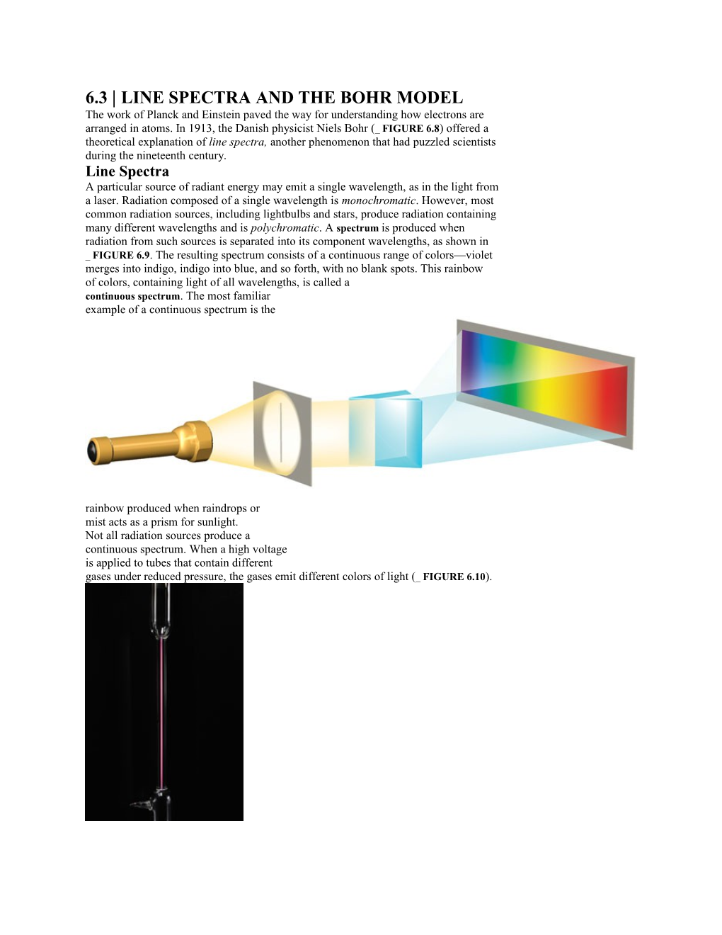 6.3 Line Spectra and the Bohr Model