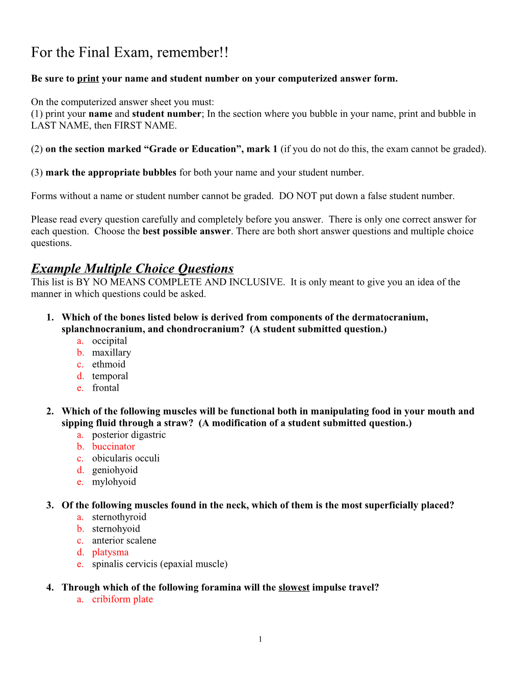 Biology 223 Final Exam