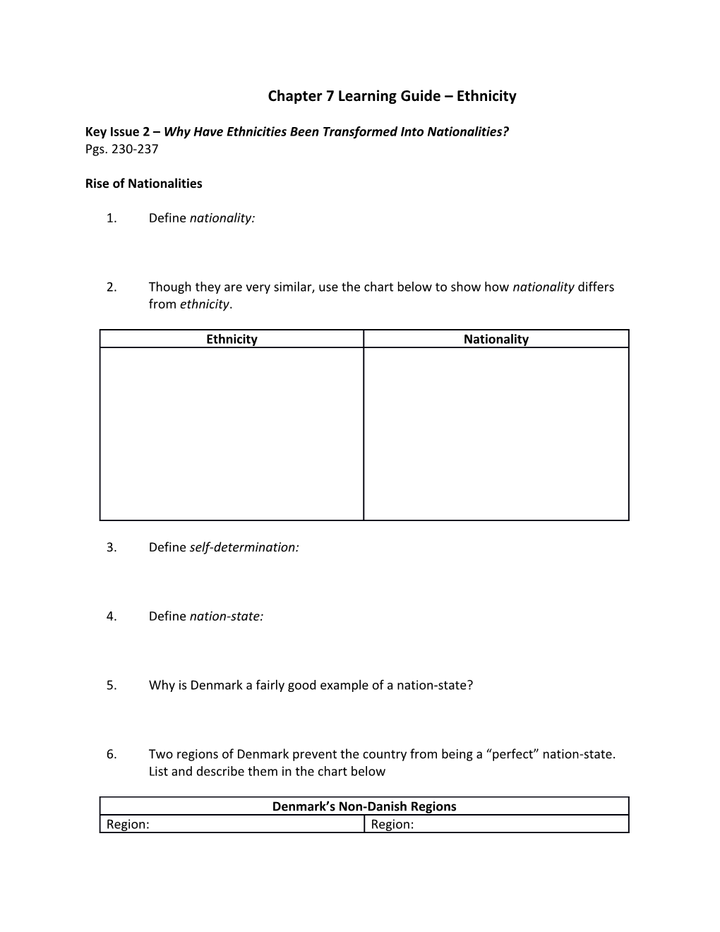 Chapter 7 Learning Guide Ethnicity