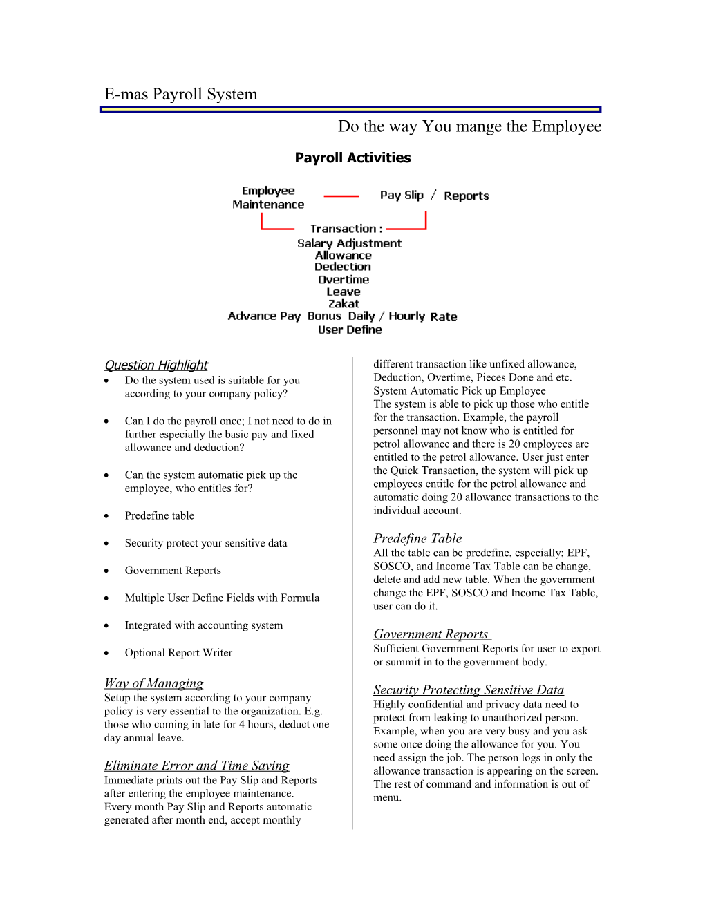 E-Mas Payroll System