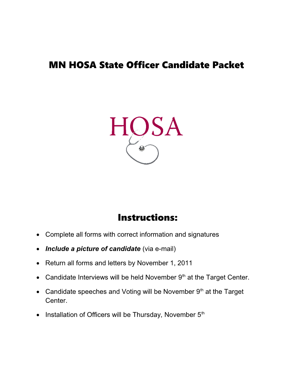 MN HOSA State Officer Candidate Packet