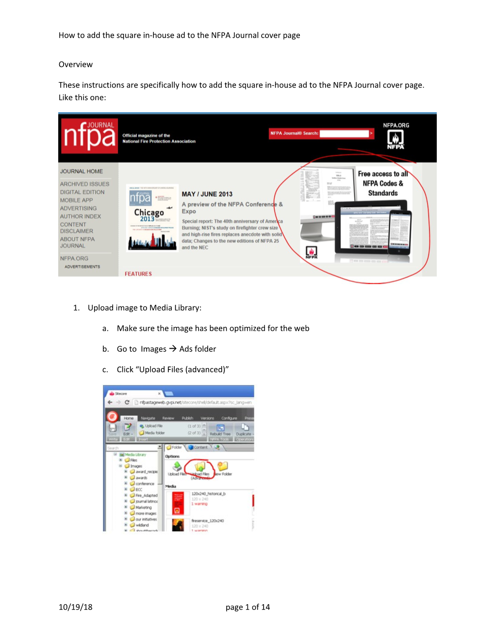 How to Add the Square In-House Ad to the NFPA Journal Cover Page