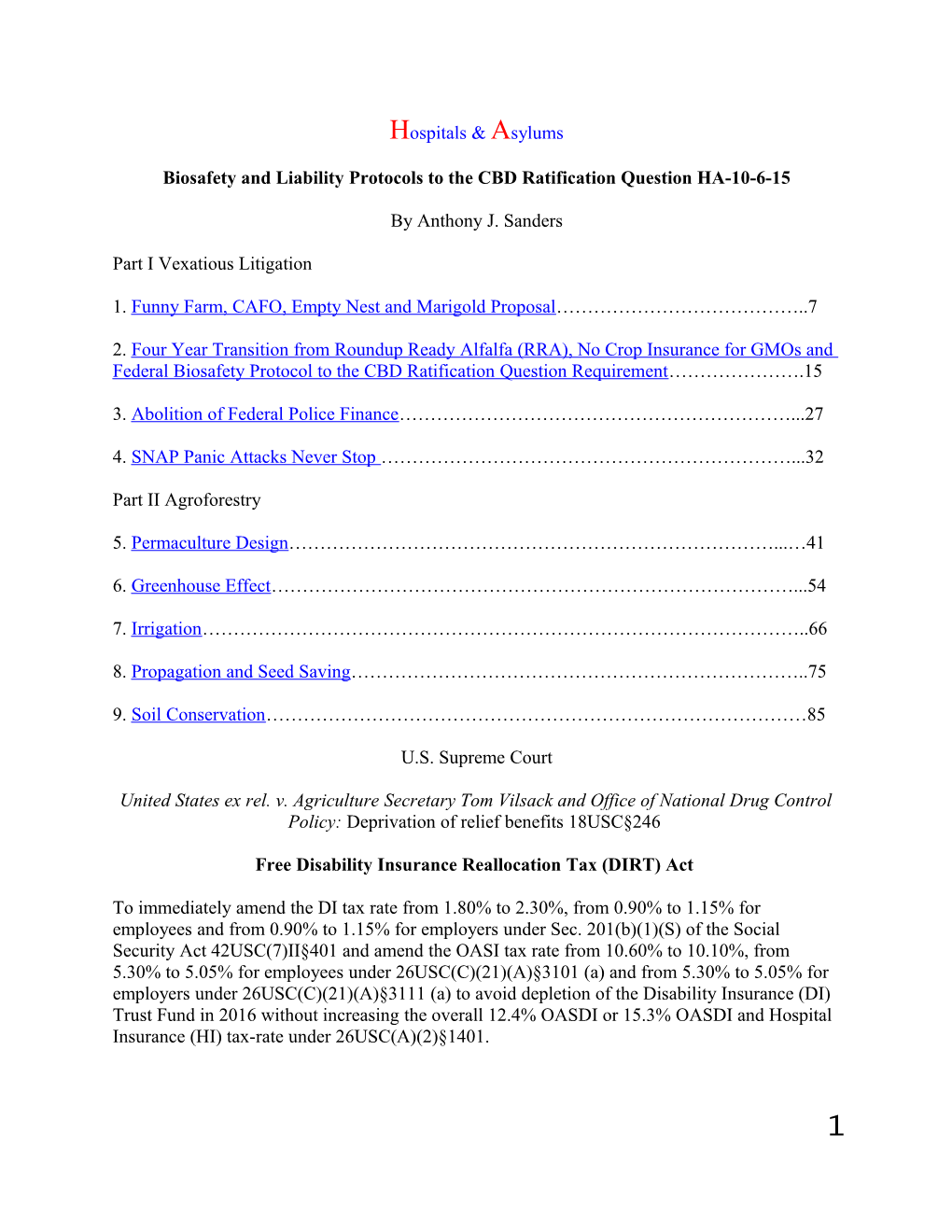 Biosafety and Liability Protocols to the Cbdratification Question HA-10-6-15