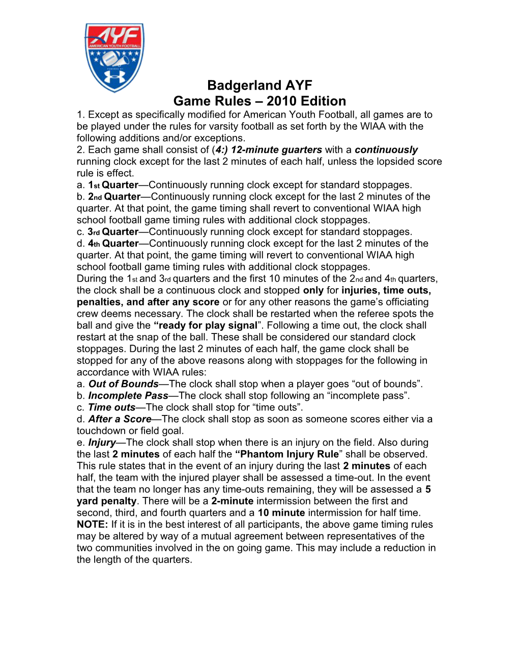 Game Rules 2010 Edition