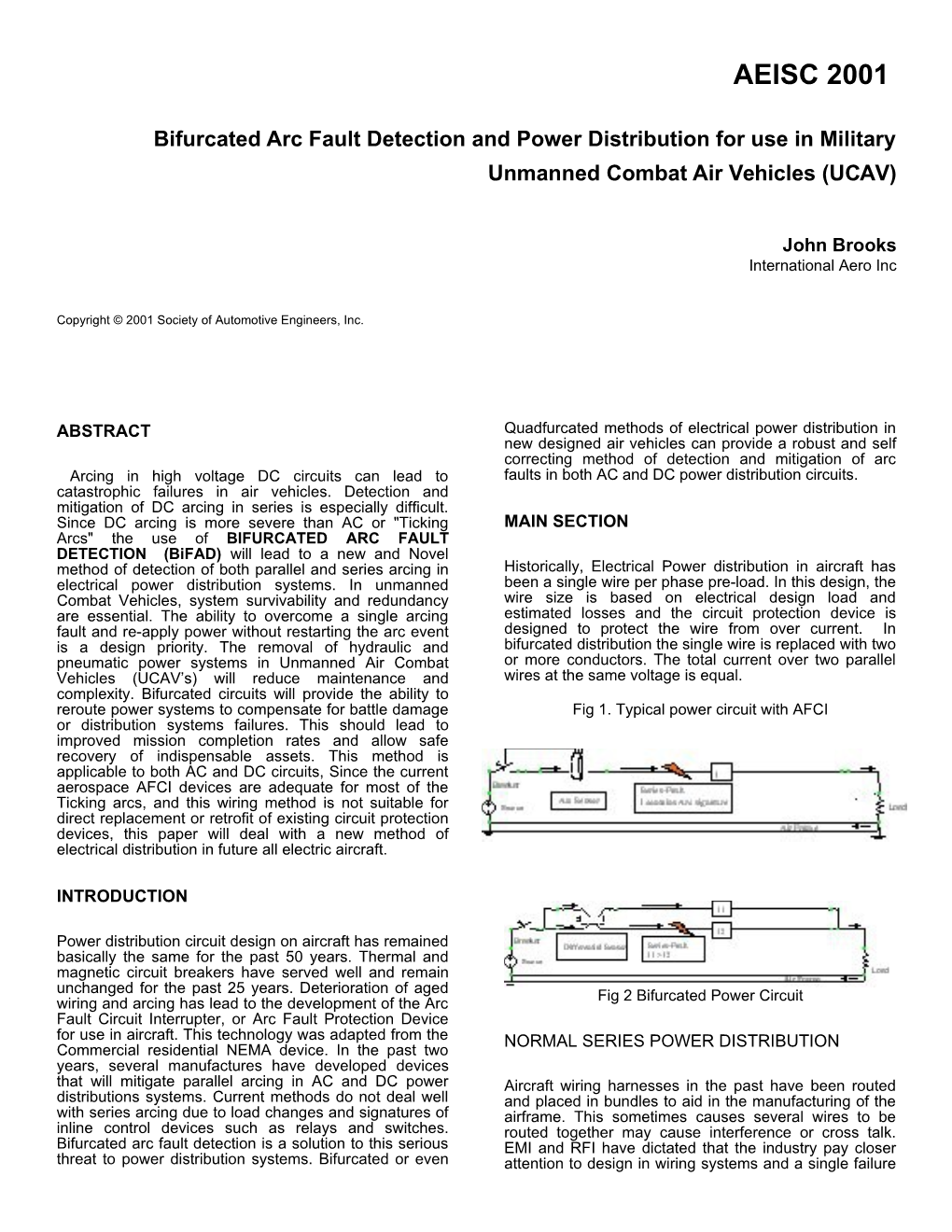 Bifurcated Arc Fault Detection and Power Distribution for Use in Military Unmanned Combat