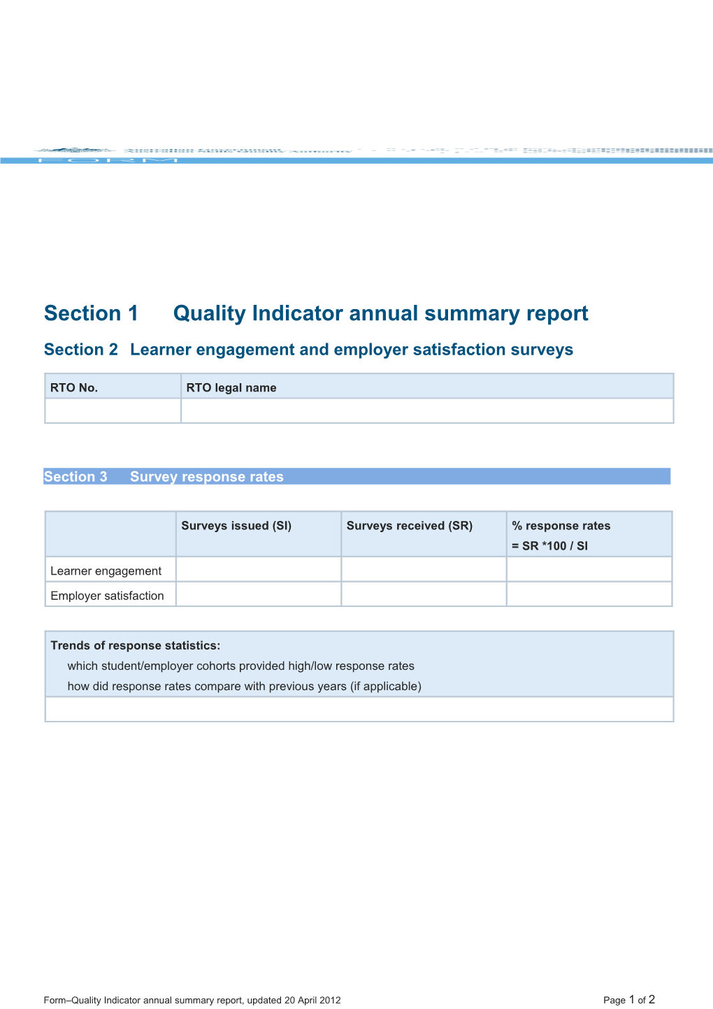 Quality Indicator Annual Summary Report