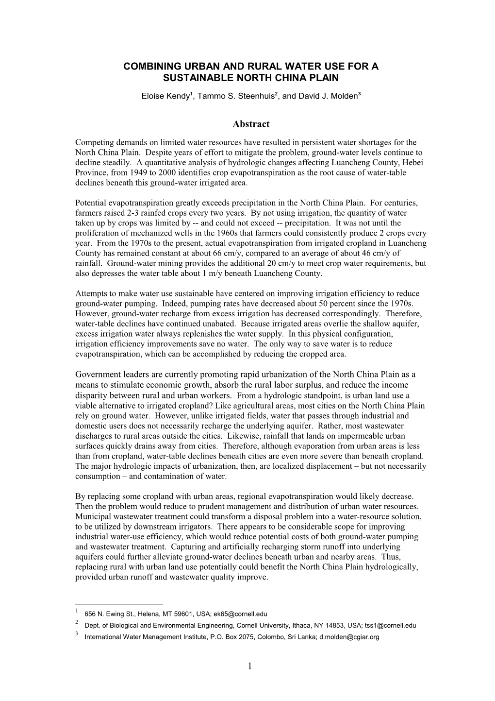 Policies Drain the North China Plain: Hydrologic Impacts of Institutional Changes Affecting