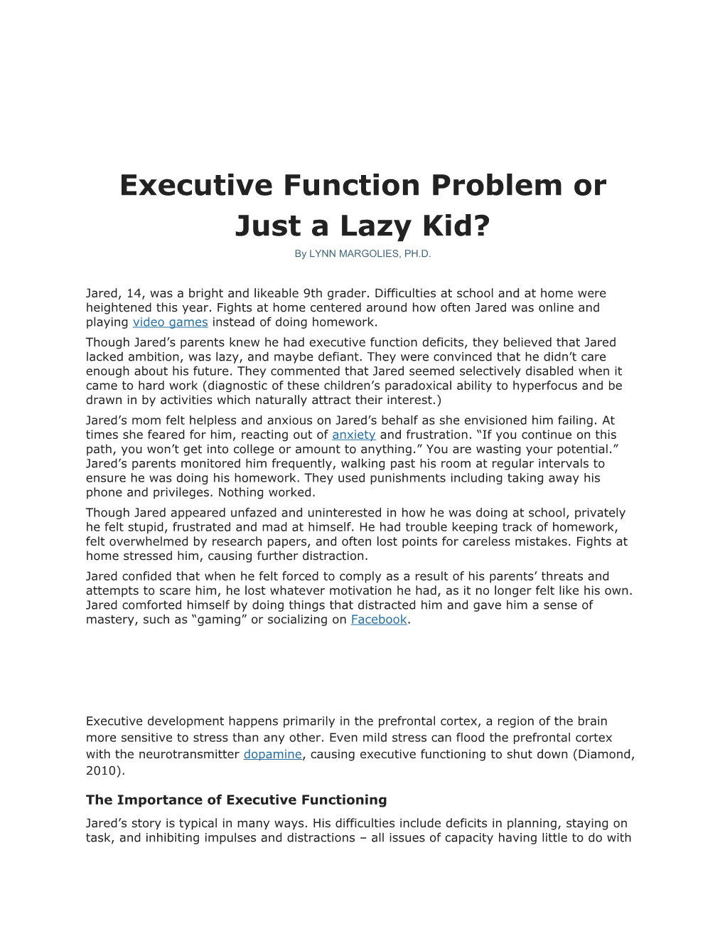 Executive Function Problem Or