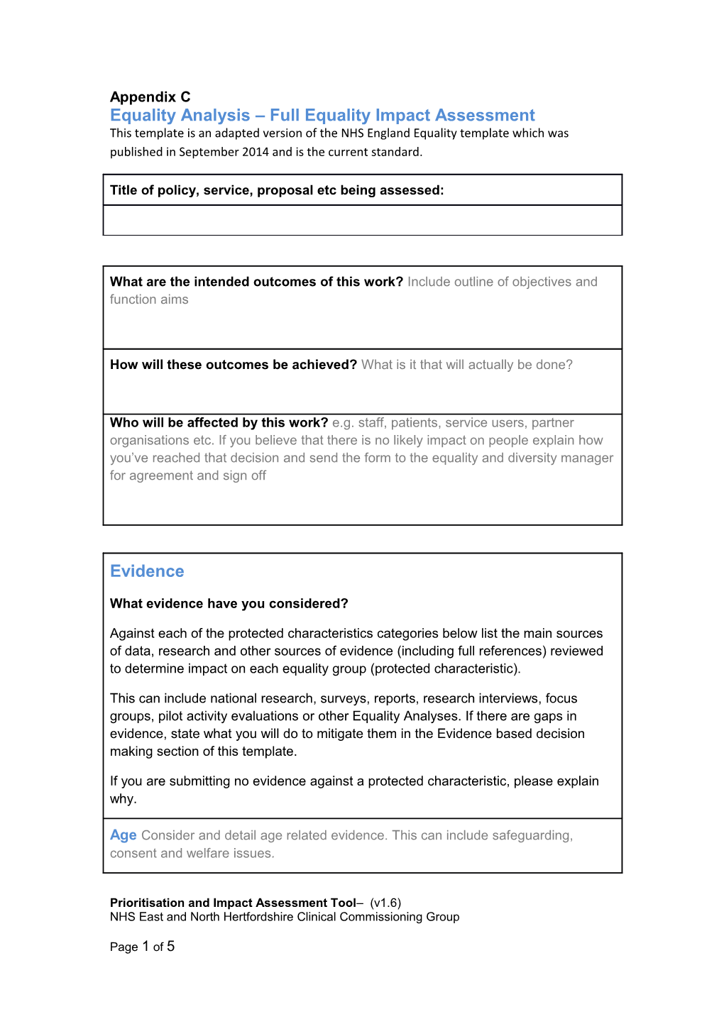 Equality Analysis Full Equality Impact Assessment