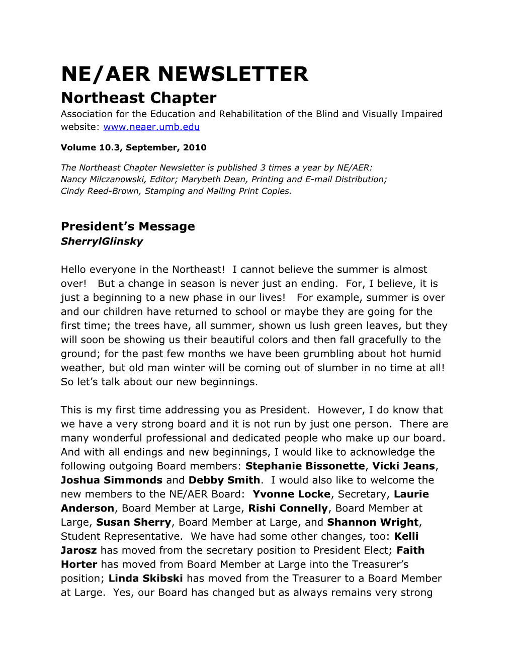 Ne/Aer Newsletter