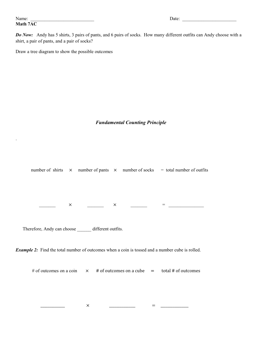 Draw a Tree Diagram to Show the Possible Outcomes