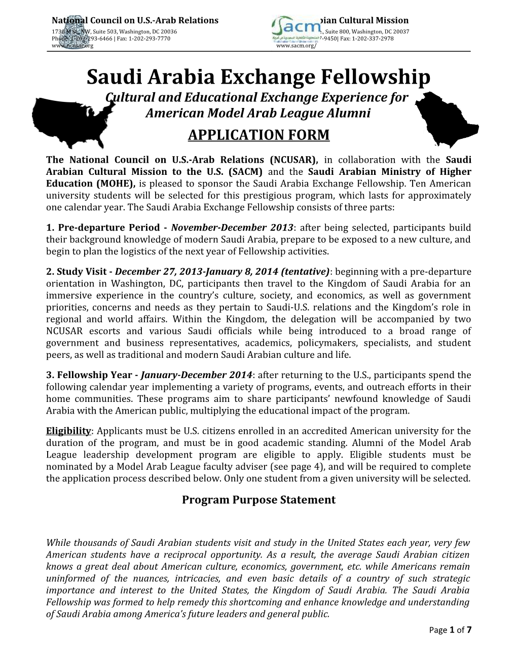 Saudi Arabia Exchange Fellowship Application