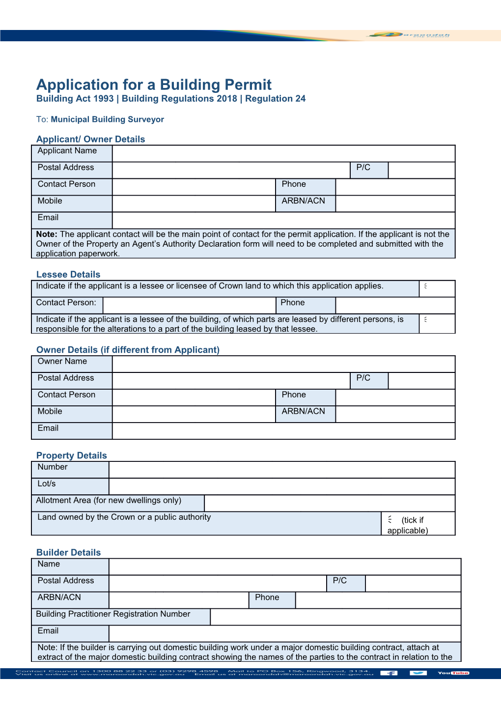 Building Act 1993 Building Regulations 2018 Regulation 24