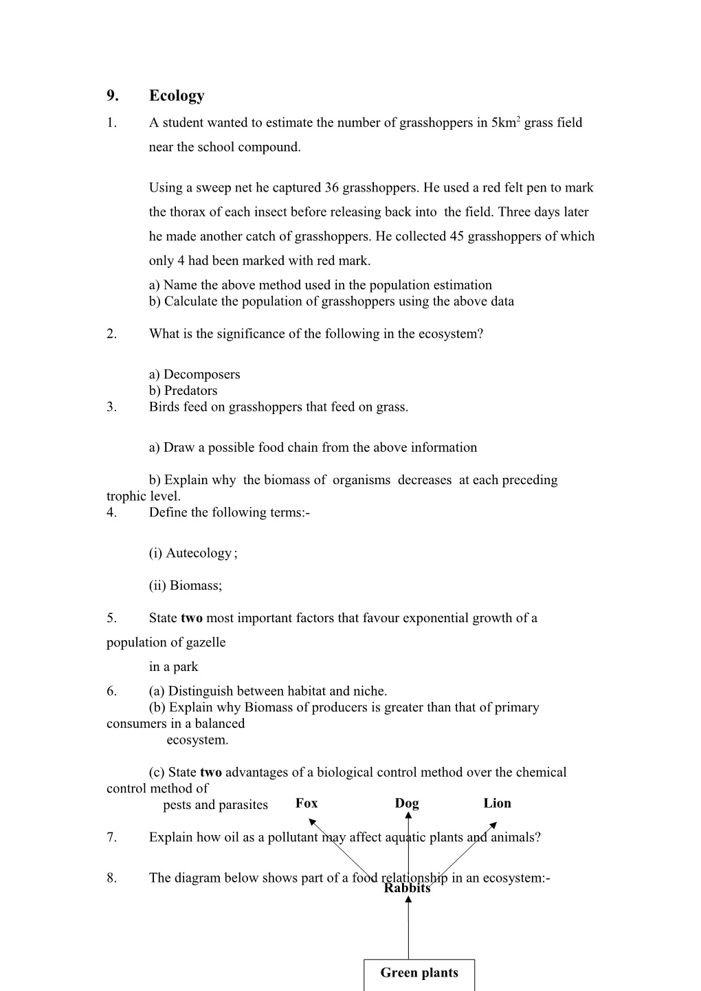 A) Name the Above Method Used in the Population Estimation