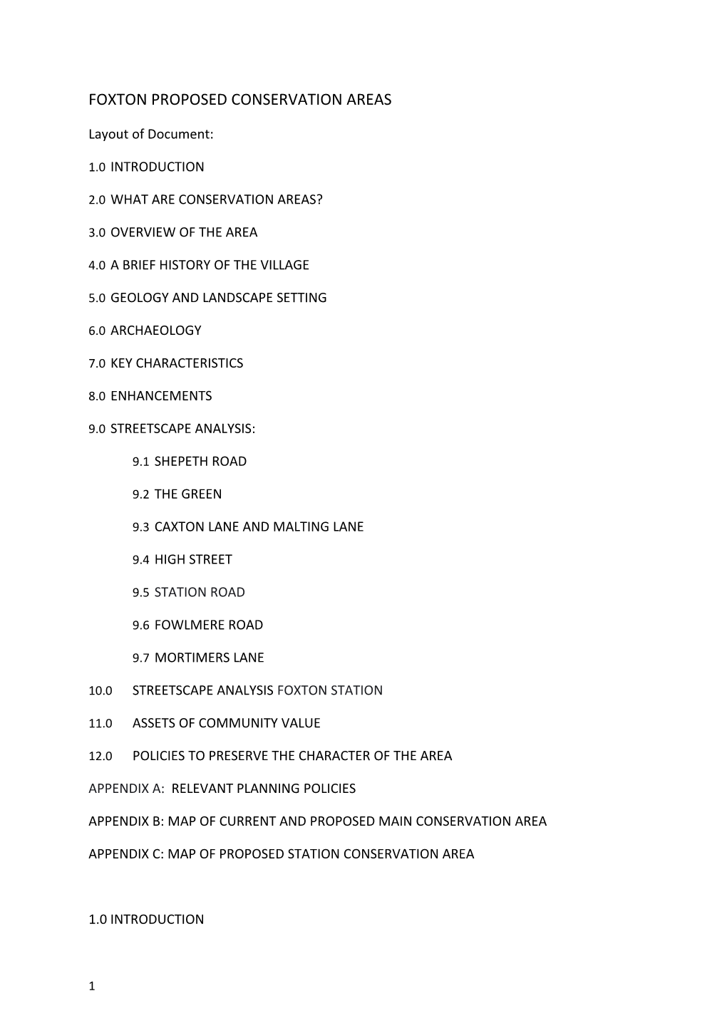 Foxton Proposed Conservation Areas